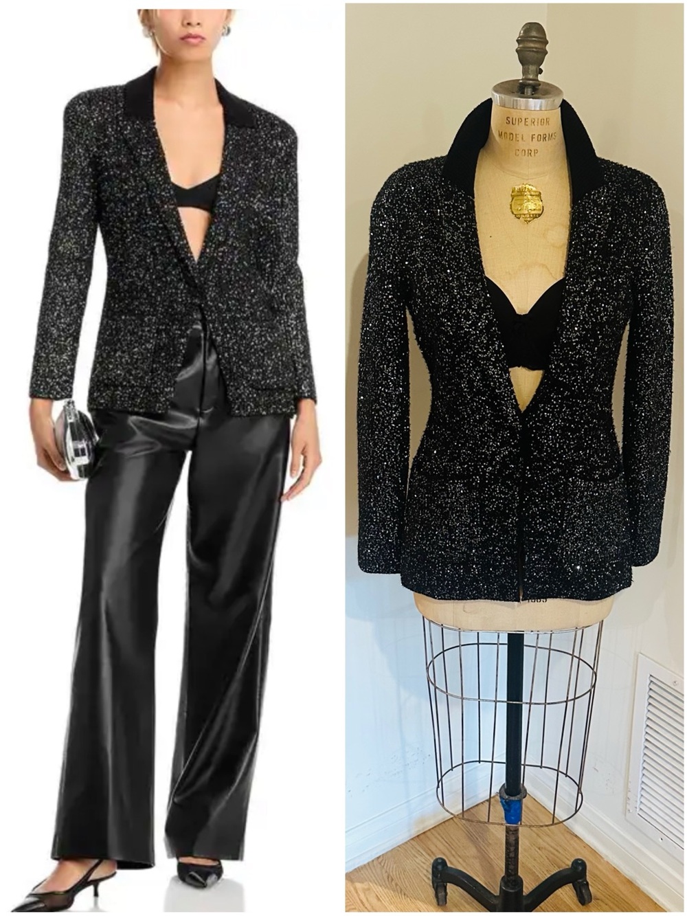 L’AGENCE Leonora Sequin Knit Sweater Blazer in Black - Gorgeous!